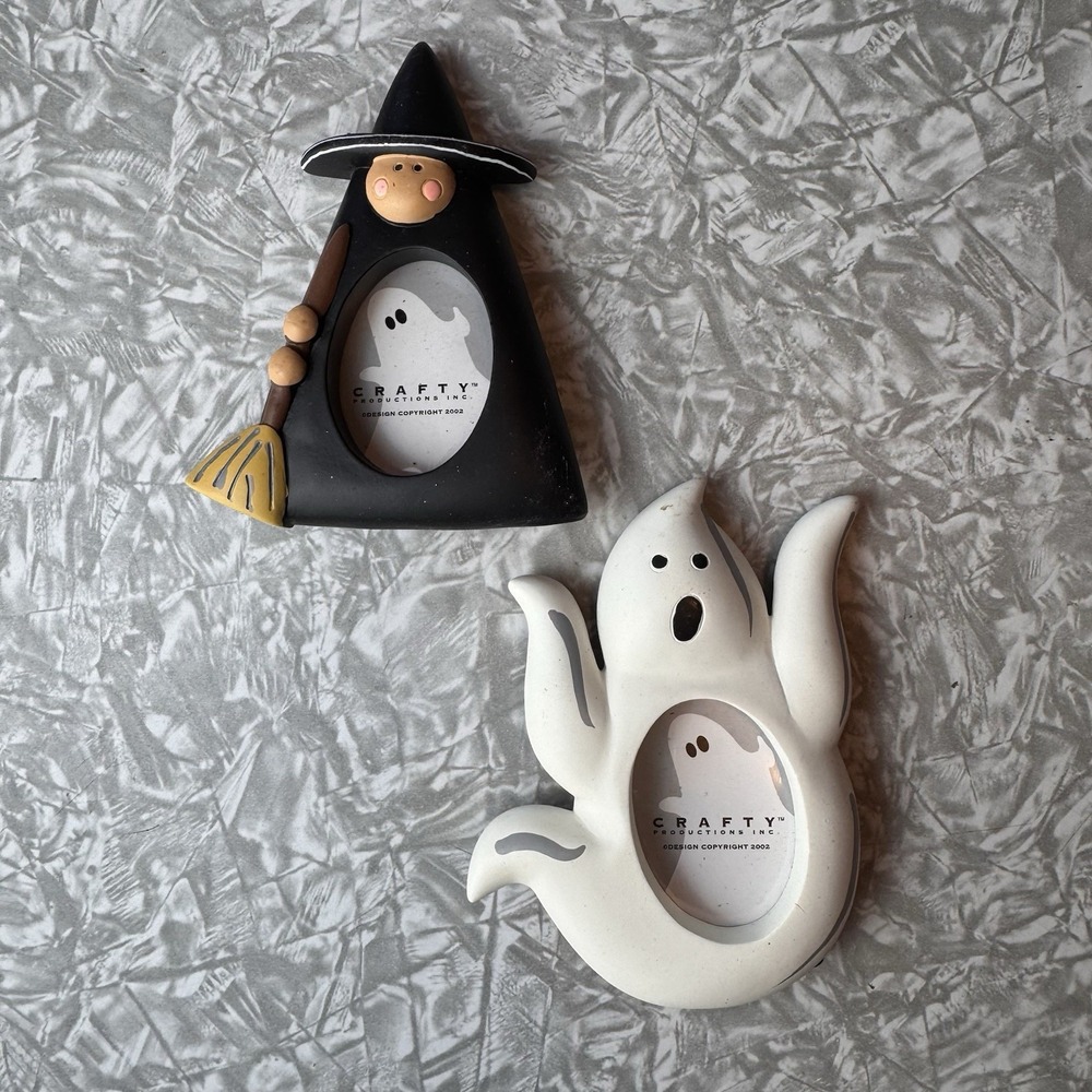 Pair Of Y2K Vintage Witch and Ghost Halloween Photo Frames.